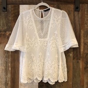 Zara White Lace Eyelet Blouse Trinny Woodall